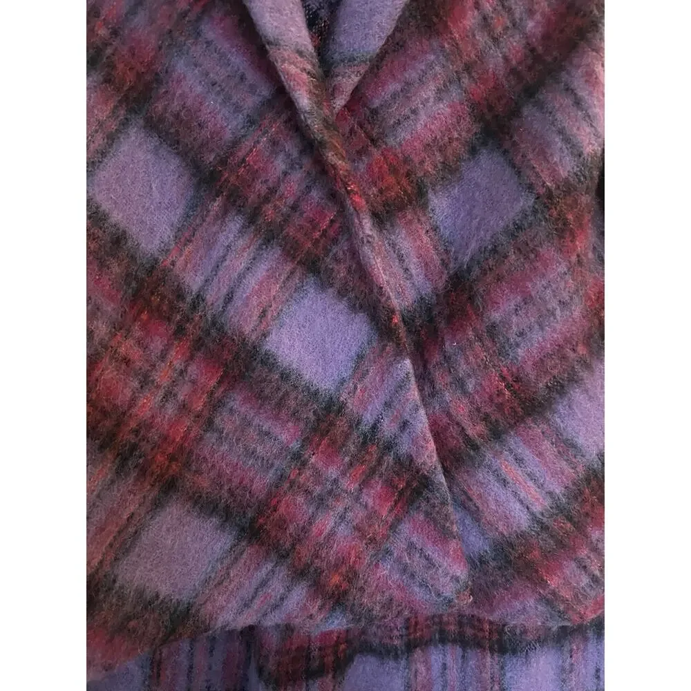 VTG 70s Albert Capraro Mohair Plaid Skirt Suit Crop Jacket Set NWOT XS 0 2